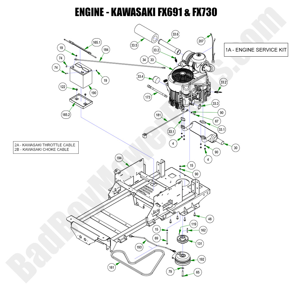 3127 - Bad Boy Mower Parts Lookup > 2023 > Maverick HD > Engine - Kawasaki FX691/FX730
